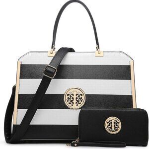 Women Leather Tote Handbag Large Shoulder Work Bag with Wallet